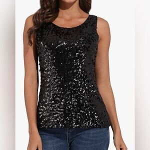 NEW with tags Kayamiga Black Sequin Sleeveless Top - size small